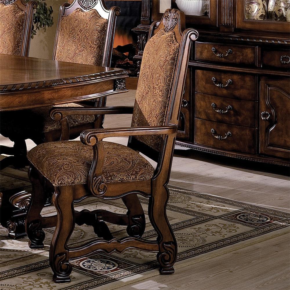 Crown Mark Neo Renaissance Double Pedestal Dining Table and Chairs with